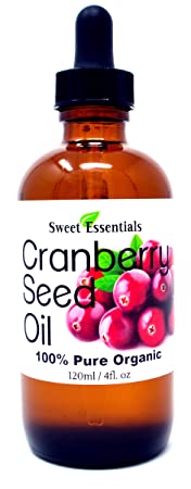 Organic Virgin Cranberry Seed Oil | Imported From Canada | Various Sizes | 100% Pure| Unrefined | Cold-Pressed | Natural Moisturizer for Skin, Hair & Face | By Sweet Essentials (4 fl oz Glass)