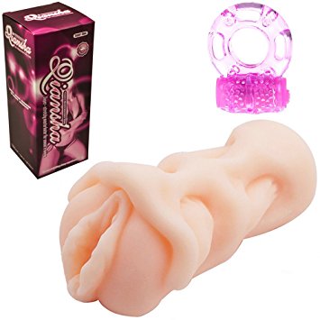LOVEA LOVER FIRE 3D Teen Girl Realistic Vagina Masturbation Super-stretchy Realistic Pussy Masturbator For Sexual Training w/ BONUS Jelly Vibrating Penis Ring