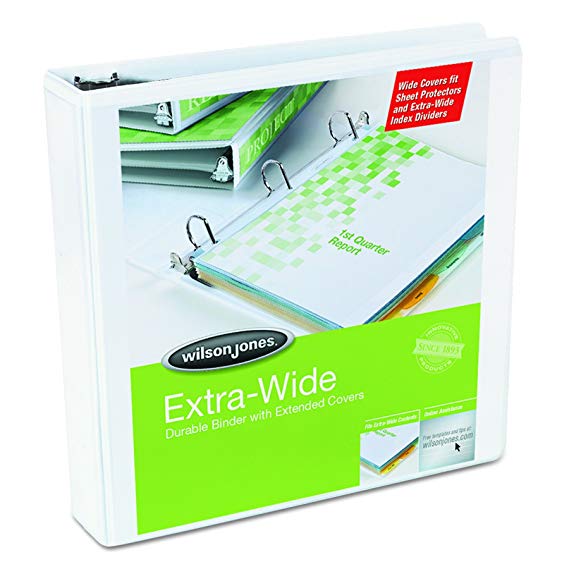 Wilson Jones View Binder, 2" D-Ring, 3" Spine Width, Oversized Cover, Vinyl, White (W80280)