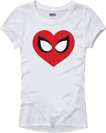 Marvel Spider-Man Face Mask Heart Logo Symbol Womens Juniors T-Shirt