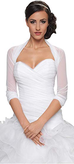 Bridal Ivory White Tulle Bolero Shrug Wedding Jacket Shawl S M L XL XXL XXXL