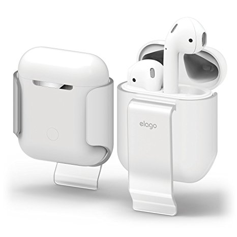 elago AirPods Belt Clip [Frosted Transparent] - [Convenient Portability][Protection][Soft Feel Coating] – for AirPods