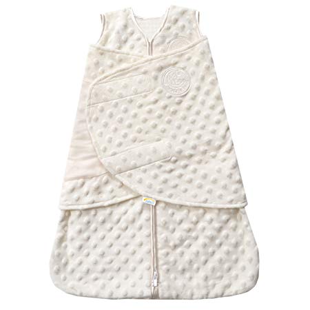 HALO SleepSack Plush Dot Velboa Swaddle, Cream, Newborn