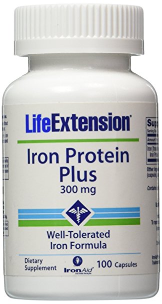 Life Extension Iron Protein Plus 300mg Capsule, 100-Count