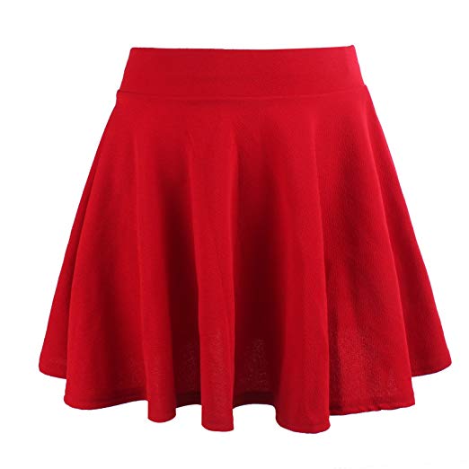 Moxeay Women's Stretch High Waist A Line Pleated Flared Mini Skater Skirt