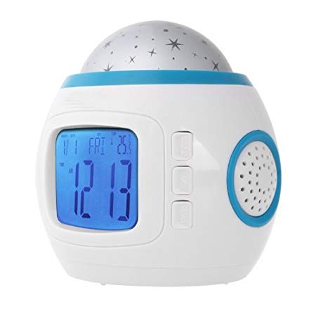 Lily's Home Starry Night Projector and Sound Shooter. With 6 Lullabies and 4 Nature Sounds. Large LCD Alarm Clock