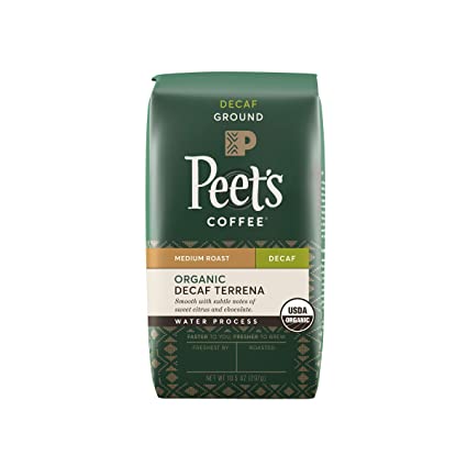 Peet's Coffee Organic Decaf Terrena, Ground Coffee, 10.5 Oz Bag, 10.5 Oz