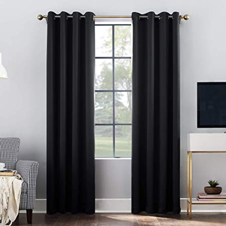 Sun Zero Oslo Theater Grade Extreme 100% Blackout Grommet Curtain Panel, 52" x 84", Black