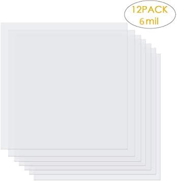 12 Pcs 6 mil Clear Plastic Sheets Blank Stencil Material for DIY Crafts Template Sheets Stencils,12 x 12 inch