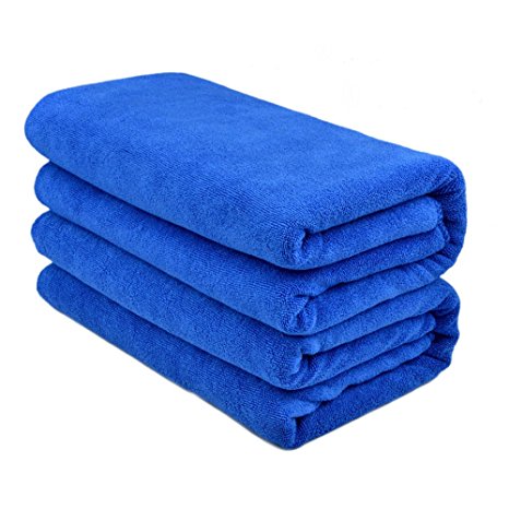 Zeltauto Super Absorbent Ultra Thick Auto Detailing Towel, Lint Free Soft Car Window Glass Microfiber Plush Cleaning Cloth (2 Pieces, Blue)