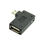 CY 90 Degree Left Angled Micro USB 20 OTG Host Adapter with USB Power for Galaxy S3 S4 S5 Note2 Note3 Cell Phone and Tablet