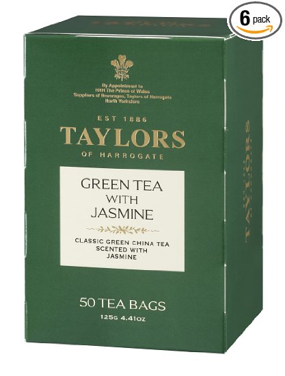 Taylors of Harrogate Green Tea with Jasmine, 50-Count Tea Bags (Pack of 6)