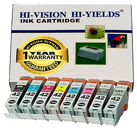 HI-VISION® Compatible CLI-42 CLI42 8 pc combo set Ink Cartridge for Canon Professional inkjet PIXMA PRO-100 Black Cyan Yellow Magenta Photo Cyan Photo Magenta Gray Light Gray 6384B007 Multi color Tank