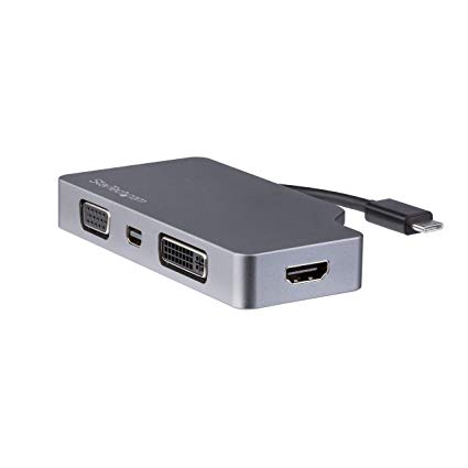 StarTech.com USB C Multiport Video Adapter - Space Gray - USB C to VGA/DVI / HDMI/mDP - 4K USB C Adapter - USB C to HDMI Adapter