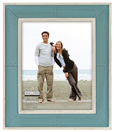 Malden International Designs Sun Washed Woods Turquoise Distressed With Inner Frame Border Picture Frame, 8x10, Turquoise