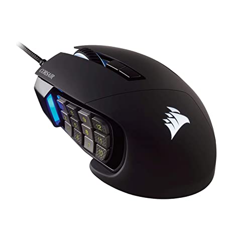 Corsair Scimitar Pro RGB MMO 16,000 DPI Optical Sensor 12 Programmable Side Buttons Gaming Mouse - Black