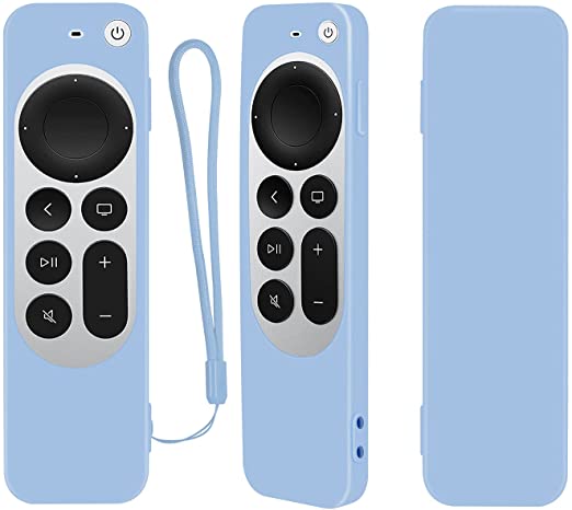 Protective Silicone Remote Case for 2021 Apple 4K TV Series 6 Remote Control, Shockproof, Washable and Skin-Friendly Cover for Apple TV Siri Remote 2nd Gen Controller, Non-Slip and Durable (Blue)