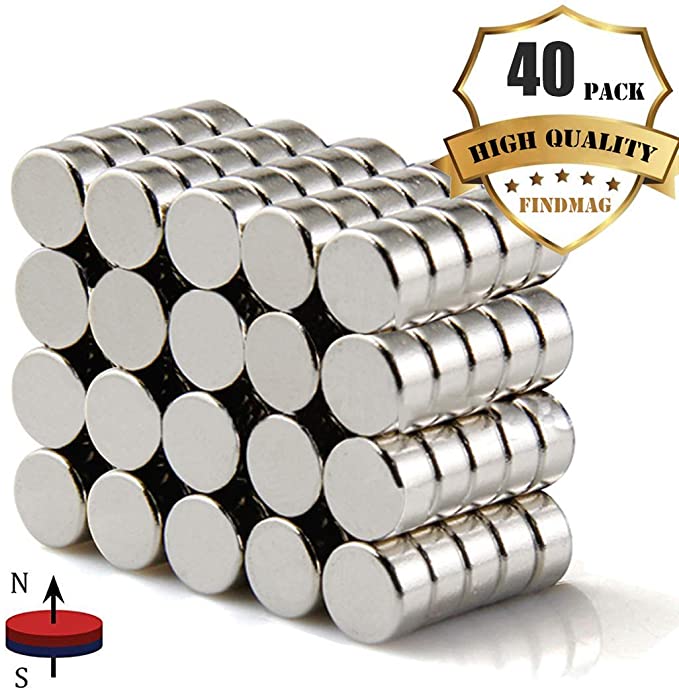 walolo 40 Pack Extra Strong Magnets 6mm X 3mm, Grade N45 Neodymium Magnet for White Board, Fridge, Pin Board and DIY Picture