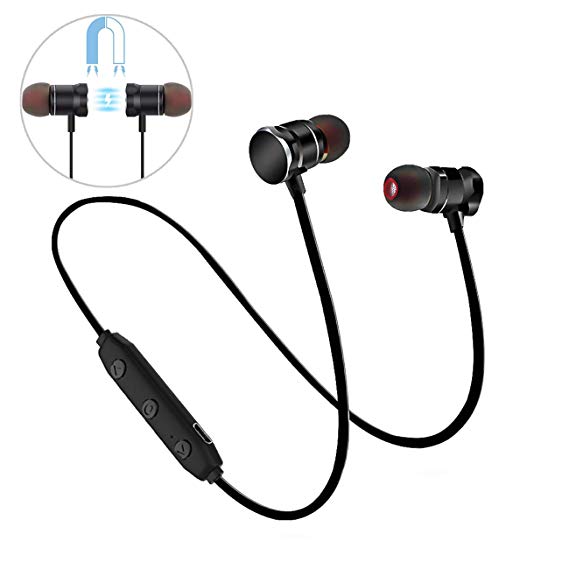 Bluetooth Headphones V5.0 Wireless Sport Bluetooth Earphone HiFi Bass Stereo Sweatproof Earbuds w/Mic, Noise Cancelling Wireless Earphone for Workout/Running Suitable for Apple/Samsung Android Phone