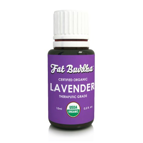 Lavender Essential Oil Organic Certified From Fat Buddha - Purest Therapeutic Grade - 15 ml