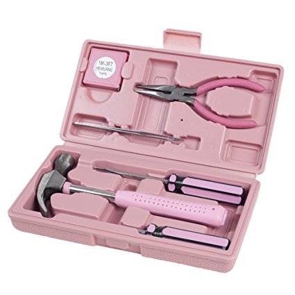 Household Hand Tools, Pink Tool Set - 9 Piece by Stalwart, Set Includes – Hammer, Screwdriver Set, Pliers (Tool Kit for the Home, Office, or Car)