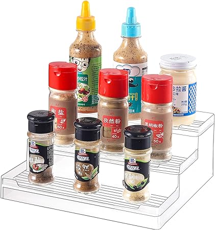 Spice Rack Organizer for Cabinet,3 Tiered Shelf organizer and Acrylic Spice Storage,Clear Pantry shelves and Jar Organizers For Seasoning Great for Kitchen Cabinet and Cupboard,Pantry,Pack of 1