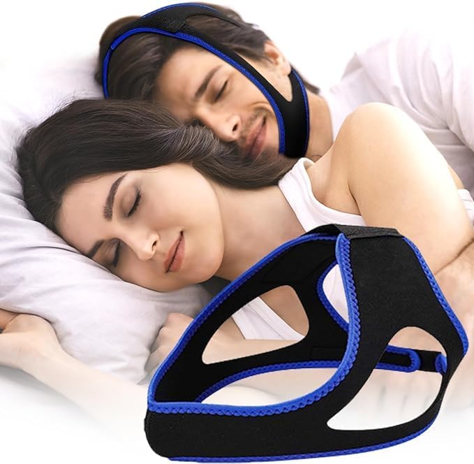 Anti Snoring Chin Strap, Adjustable & Breathable Anti Snoring Devices Chin Strap for Snoring for CPAP Users to Keep Mouth Closed, Chin Strap for Men and Women