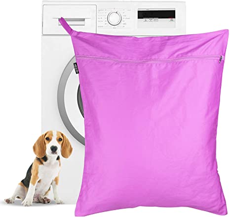 Pet Laundry Bag | Petwear Wash Bag | Dog & Cat Hair Remover for Washing Machines | Large Size Suitable for Beds, Toys, Collars | Pukkr (Pink)