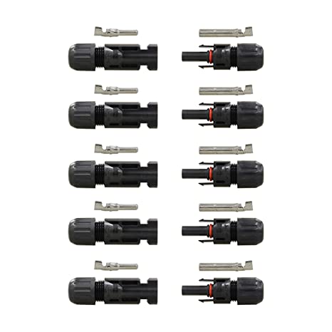 Renogy® 5 Pair MC4 Male/Female Solar Panel PV Cable Connectors Double Seal Rings for Better Waterproof Effect