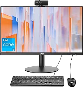 MSI All-in-One Computer Desktop, 23.8" FHD IPS Display, 32GB Memory,1TB SSD, Intel Core Processor Quad-Core Up to 4.40 GHz, WiFi 6, Bluetooth, HDMI, 6 USB Ports, Windows 11, Black