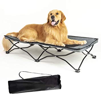YEPHHO Large Elevated Folding Pet Bed Cot Travel Portable Breathable Cooling Mesh Sleeping Dog Bed 46 Inches Long