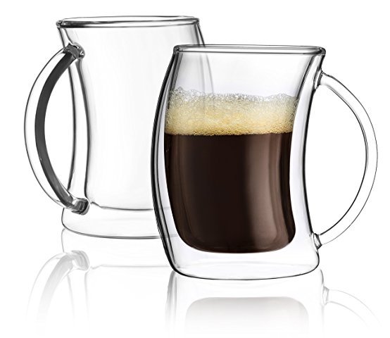 JoyJolt Caleo Collection Double Wall Insulated Glasses Espresso Cups Set of 2 (2-Ounces 60 ML )