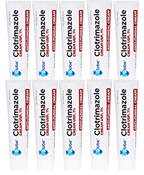 10 Pack Clotrimazole Anti Fungal Cream, 1% USP Compare to Lotrimin 1oz. (Total 10 OZ)