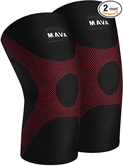 Mava Knee Compression Sleeves Support Pair XS-XXL