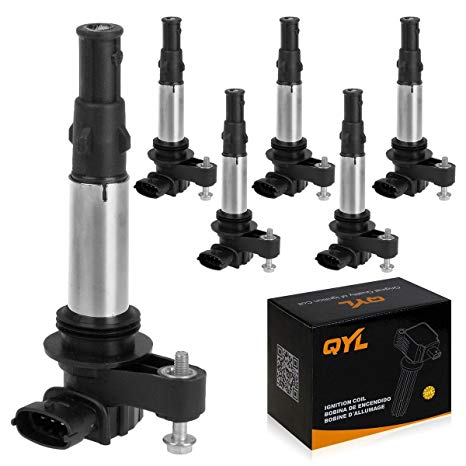 QYL Pack of 6 Ignition Coils for Buick Cadillac Chevy GMC Saab Saturn V6 2.8L 3.6L Compatible with C1508 UF-375 UF375