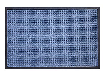 Durable Stop-N-Dry Indoor Rubber Backed Carpet Entrance Mat, 2' x 3', Blue