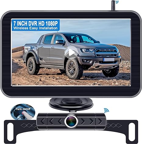 Wireless Backup Camera Trucks Recording - HD 1080P with 7" DVR Monitor System for Car Pickup Camper Small RV Bluetooth Rear View Camera Stable Digital Signal 4 Channels Night Vision LeeKooLuu LK10