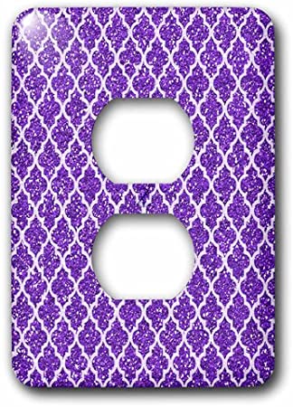 3dRose lsp_210941_6 Purple Glitter Effect Moroccan Quatrefoil Pattern 2 Plug Outlet Cover, Multicolor