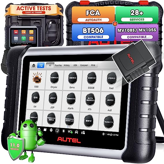 Autel MaxiCOM MK808BT PRO: 2023 Newest Android 11 Car Diagnostic Scan Tool, Full Bidirectional Active Test, Level-up of MK808BT MK808 MK808S MX808, 28  Services All Systems FCA AutoAuth, BT506 Support