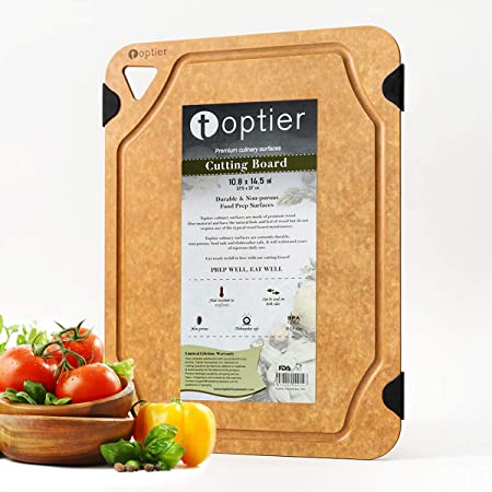 Cutting Board, TOPTIER Wood Fiber Cutting Board for Kitchen, BPA Free, Dishwasher Safe, Reversible, Juice Groove, Eco-Friendly, Non Porous, Natural Medium Cutting Board, 14.5 x 11-inch, Natural Slate
