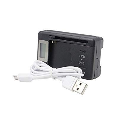 Lrker Universal USB Wall Travel Spare Battery Charger with Green LCD Indicator Combo with 1 Micro USB Data Cable