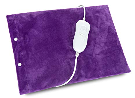 LIVIVO ® Electric Heated Fleece Thermal Therapy Heat Pad Heatpad Mat with 3 Heat Settings - Washable - for Back Neck Abdominal Body Pain Relief Arthritis or Stiff Joint & Muscle Pain(Purple)