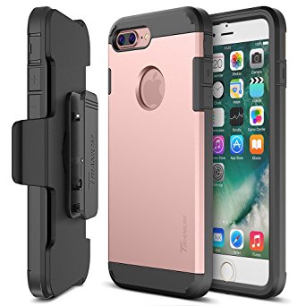 iPhone 7 Plus Case, Trianium [Duranium Series] Heavy Duty Protective Cases Shock Absorption Covers w/ Built-in Screen Protector  Holster Belt Clip Kickstand for Apple iPhone 7 Plus 2016 - Rose Gold