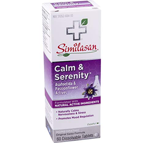 Similasan Calm & Serenity Tablets 60 ct, for Temporary Relief of Symptoms of Nervousness and Stress. Formulated with Natural Active Ingredients