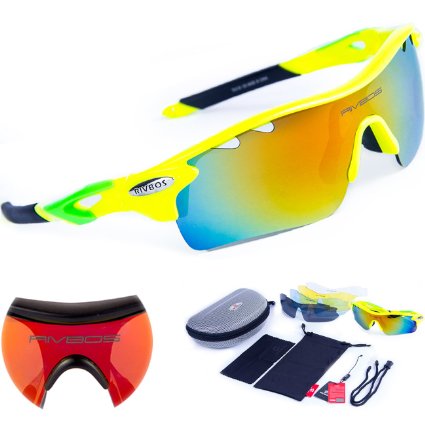 RIVBOSreg 801 Polarized Sports Sunglasses with 5 Interchangeable Lenses for Men Women Cycling Running Glasses