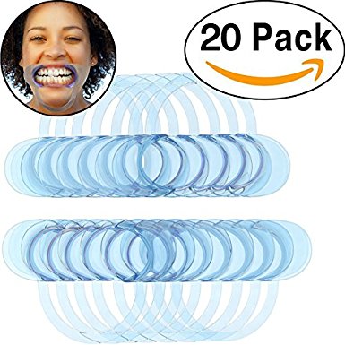 Blue C-Shape 20 Pack, Cheek Retractor - for Speak Out Game and Watch Ya Mouth C-SHAPE Adult Teeth Whitening Intraoral Lip Dental Retractors Mouth Opener, M Size