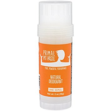 Primal Pit Paste All Natural Orange Creamsicle Deodorant – Aluminum Free, Paraben Free, Non-GMO, for Women and Men – BPA Free 2 Oz Stow-and-Go Stick – Scented with Essential Oils