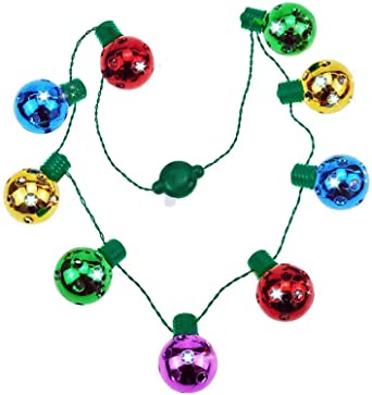 9 LED Christmas Light Necklace -3 Modes Light up Bulb Necklace Halloween Xmas Family Parties
