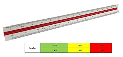 30cm/12" Plastic Multifunctional Triangular Metric Ruler With Color-Coded Grooves For Architect Scale Charting Engineering Design
