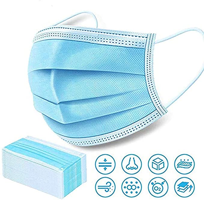 Face Cover for Flu Protection Disposable Anti Pollution Cover Unisex Protection Fabric Dust Mouth Safety for Germ (100, blue)